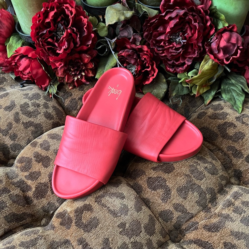 Candy Red Beek Slides size 8